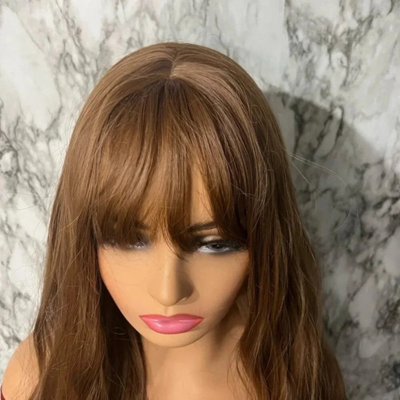 33 Inch Chestnut Brown Curly Long Hair Wig - Picture 2 of 4